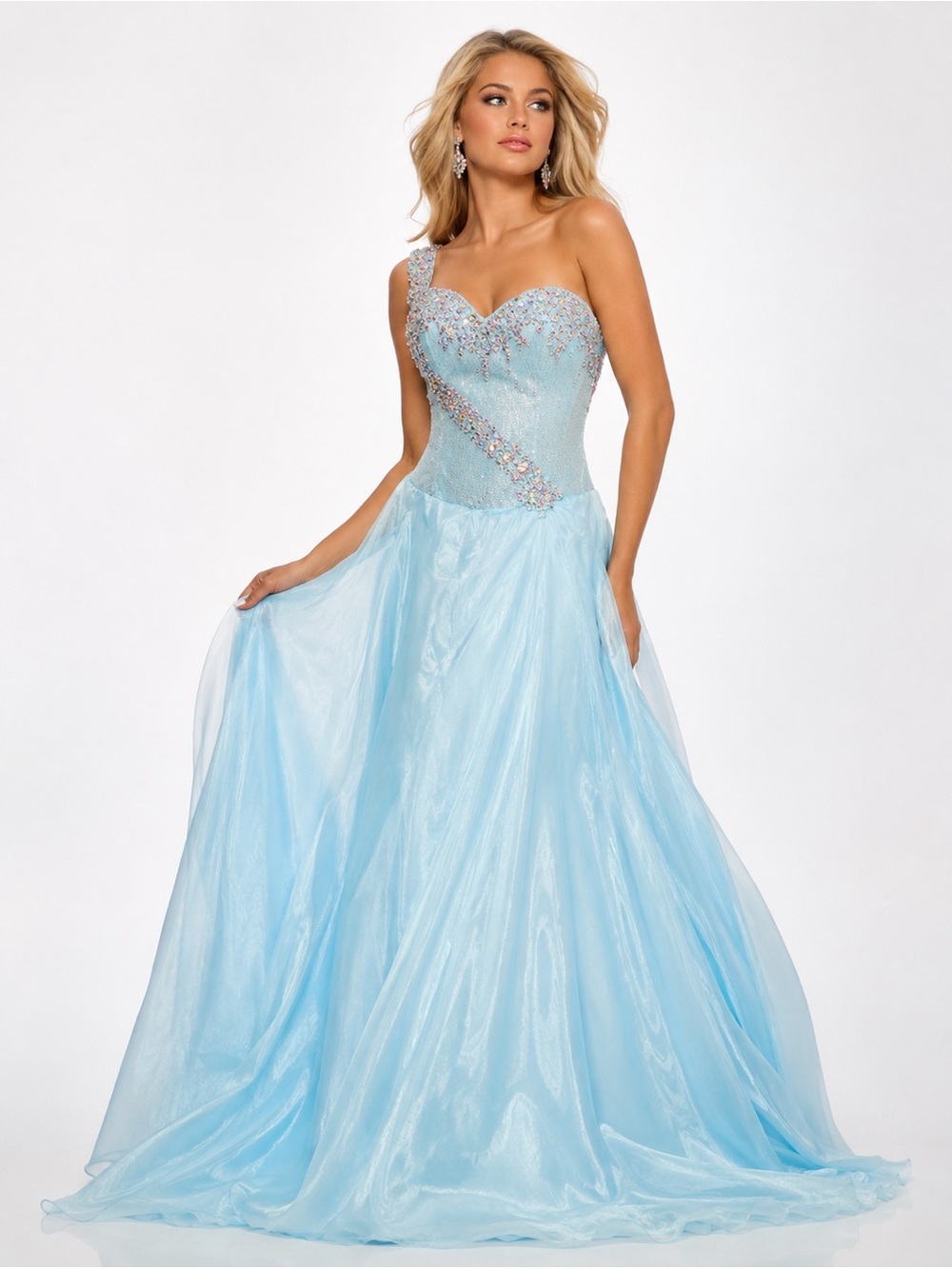 Jonathan Kayne 266 Sky Blue Beaded Pageant Prom Gown Dress Size 8 NWT